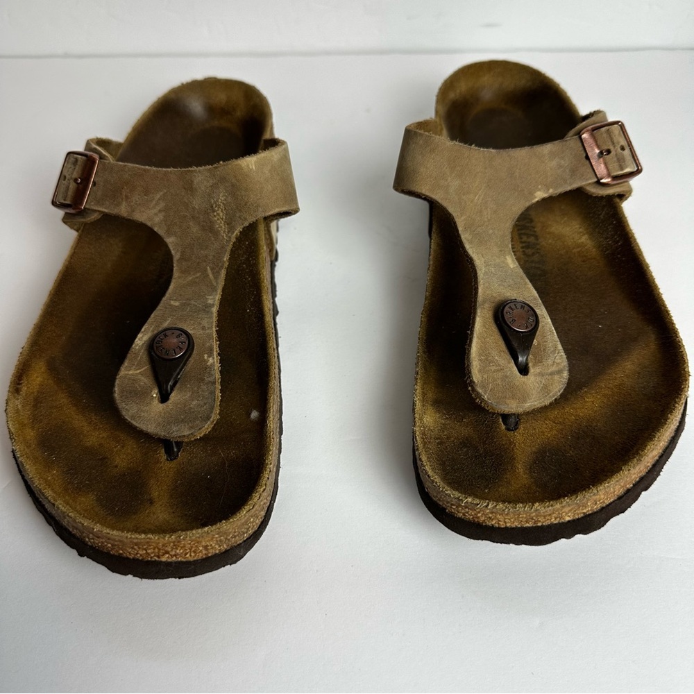Birkenstock Gizeh Sandals Women's Size 10 or Men's 8 EU 41 Thong Shoes Tan - Picture 6 of 9
